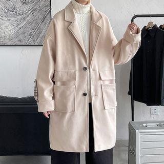 Pocket Detail Single-breasted Midi Coat