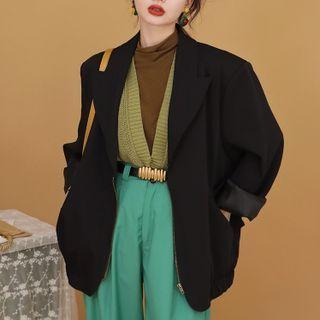 Collared Zip Jacket Black - One Size