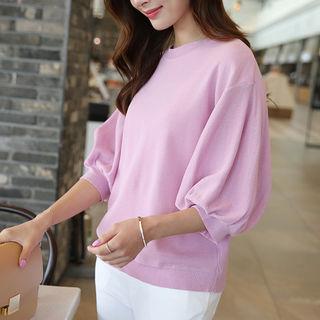 3/4 Balloon-sleeve Knit Top