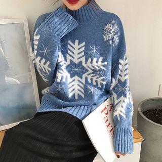 Mock-neck Snow Flake Sweater