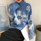 Mock-neck Snow Flake Sweater