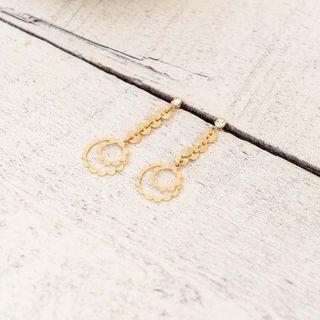 Alloy Hoop Dangle Earring 1 Pair - S925 Silver - Gold - One Size