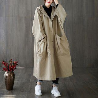 Hooded Long Blazer Almond - One Size