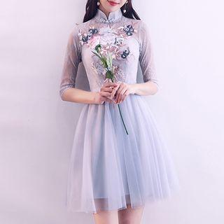 Embroidered Chiffon Short Prom Dress