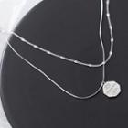 925 Sterling Silver Tag Pendant Layered Necklace Silver - One Size