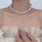 Freshwater Pearl Pendant Layered Choker Gold - One Size
