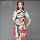 3/4-sleeve Denim A-line Dress