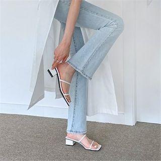 Double-strap Block-heel Mules