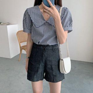 Short-sleeve Plaid Top / Shorts