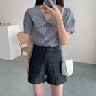 Short-sleeve Plaid Top / Shorts