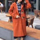 Toggle-button Woolen Coat Caramel - One Size