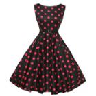 Dotted Sleeveless A-line Party Dress