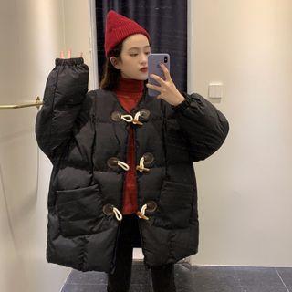 Padded Toggle Jacket / Furry Scarf