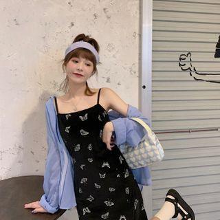 Butterfly Strappy A-line Dress / Plain Shirt