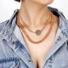 Alloy Disc Layered Necklace Gold - One Size