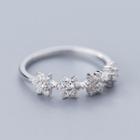925 Sterling Silver Rhinestone Ring S925 Silver - As Shown In Figure - One Size