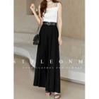 Zip-side Pleated Wide-leg Pants