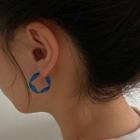 Twisted Alloy Open Hoop Earring 1 Pair - 925 Silver Steel Earring - Blue - One Size