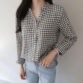 Round-neck Check Shirt