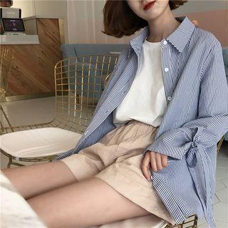 Striped Long-sleeve Shirt As Figure - One Size