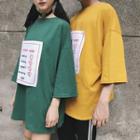 3/4 Sleeve Applique Couple T-shirt