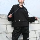 Buttoned Hoodie Black - One Size