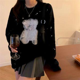 Reflective Bear Print Sweatshirt