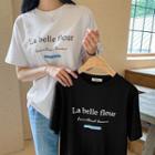 Plus Size Letter Round-neck T-shirt