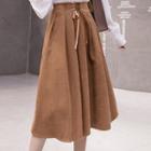 High-waist Lace-up Midi A-line Skirt