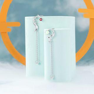 Opal Rhinestone Dangle Earring 1 Pair - Silver - One Size