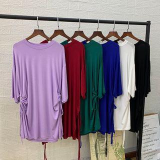 Drawstring Ruched 3/4-sleeve T-shirt