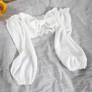 Ribbon Off-shoulder Cropped Blouse
