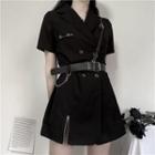 Set: Short Sleeve Double Breasted Mini Blazer Dress + Belt