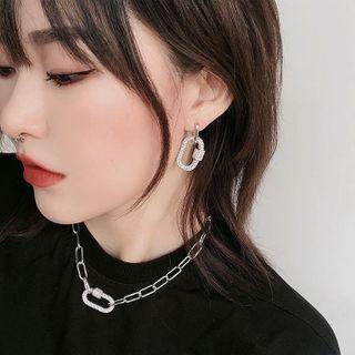 Set: Rhinestone Buckle Dangle Earring + Choker