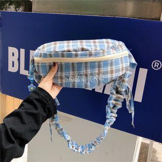 Embroidered Check Sling Bag