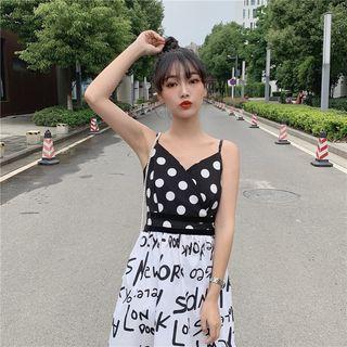 Printed Panel Spaghetti-strap Dress