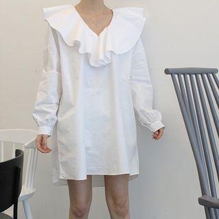Ruffle Collar V-neck Mini Dress