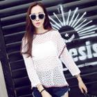 3/4-sleeve Open Knit Top