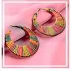 Alloy & String Hoop Earring 1 Pair - As Shown In Figure - One Size