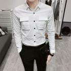 Long Sleeve Pocket Plain Shirt