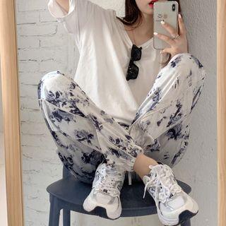 Print Harem Pants Black Print - Gray - One Size