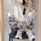 Print Harem Pants Black Print - Gray - One Size