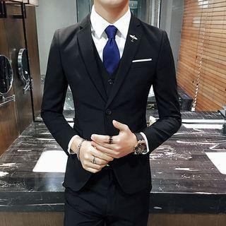 Set: Blazer + Vest + Pants Wine Red Set Of 3 - 46(s)