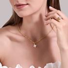 Set: Rhinestone Pendant Necklace + Earring + Open Ring