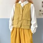 Frog-button Single-breasted Vest Vest - As Shown In Figure - One Size