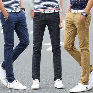 Plaid Straight Fit Pants