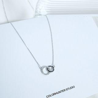 Alloy Rhinestone Hoop Pendant Necklace 925 Silver - One Size