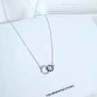 Alloy Rhinestone Hoop Pendant Necklace 925 Silver - One Size
