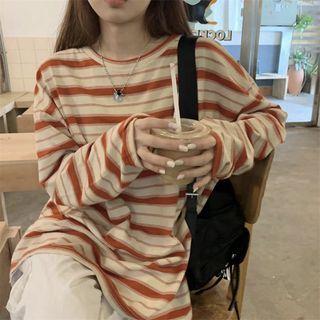 Striped Long-sleeve Round-neck T-shirt