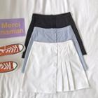 Asymmetric Plain Pleated A-line Skirt